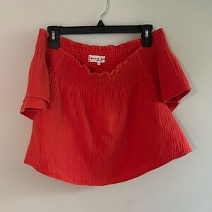 Apiece Apart orange/red off the shoulder crop top